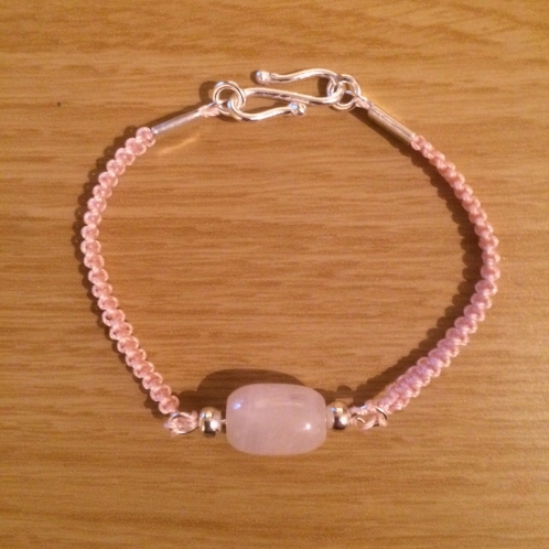 Rose quartz simple macrame bracelet tutorial