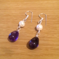 pearl and amethyst drop earring diy tutorial 3